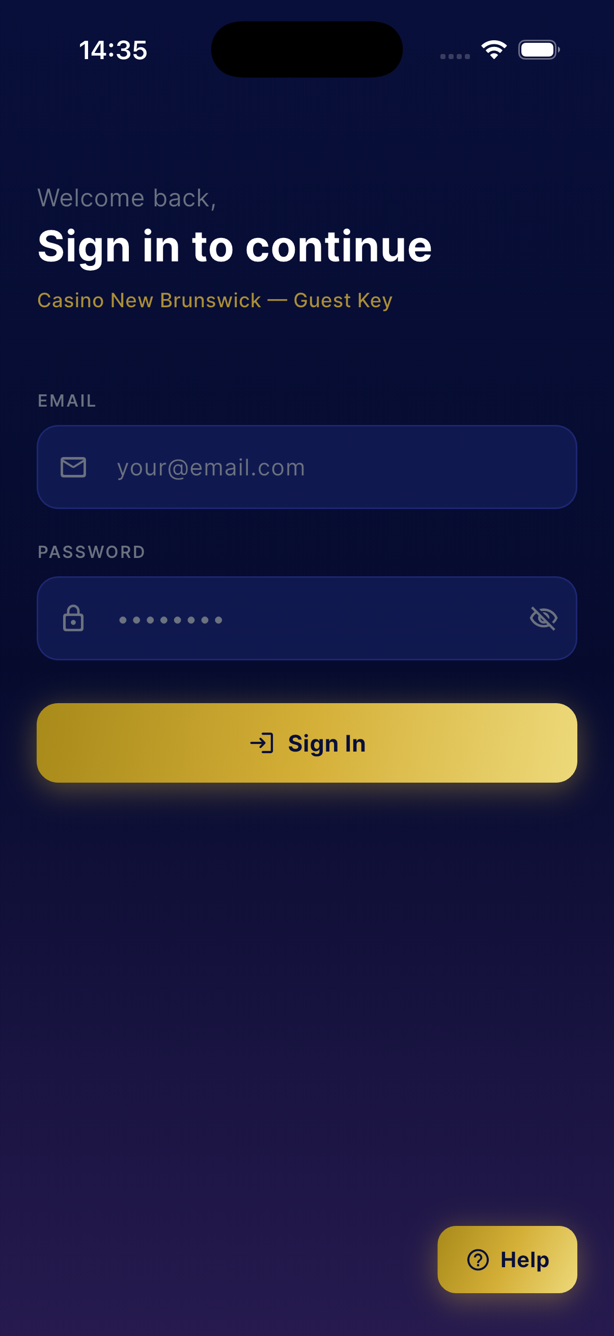 Casino NB Key Home Screen